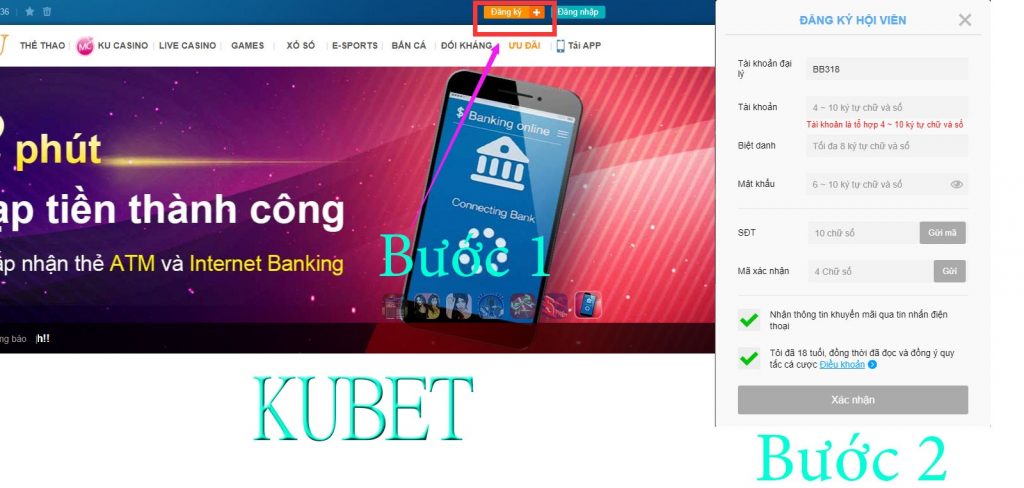 Đăng ký tài khoản Kubet