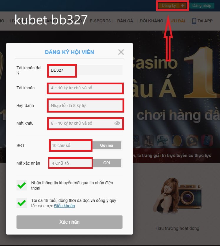 Đăng ký tài khoản kubet